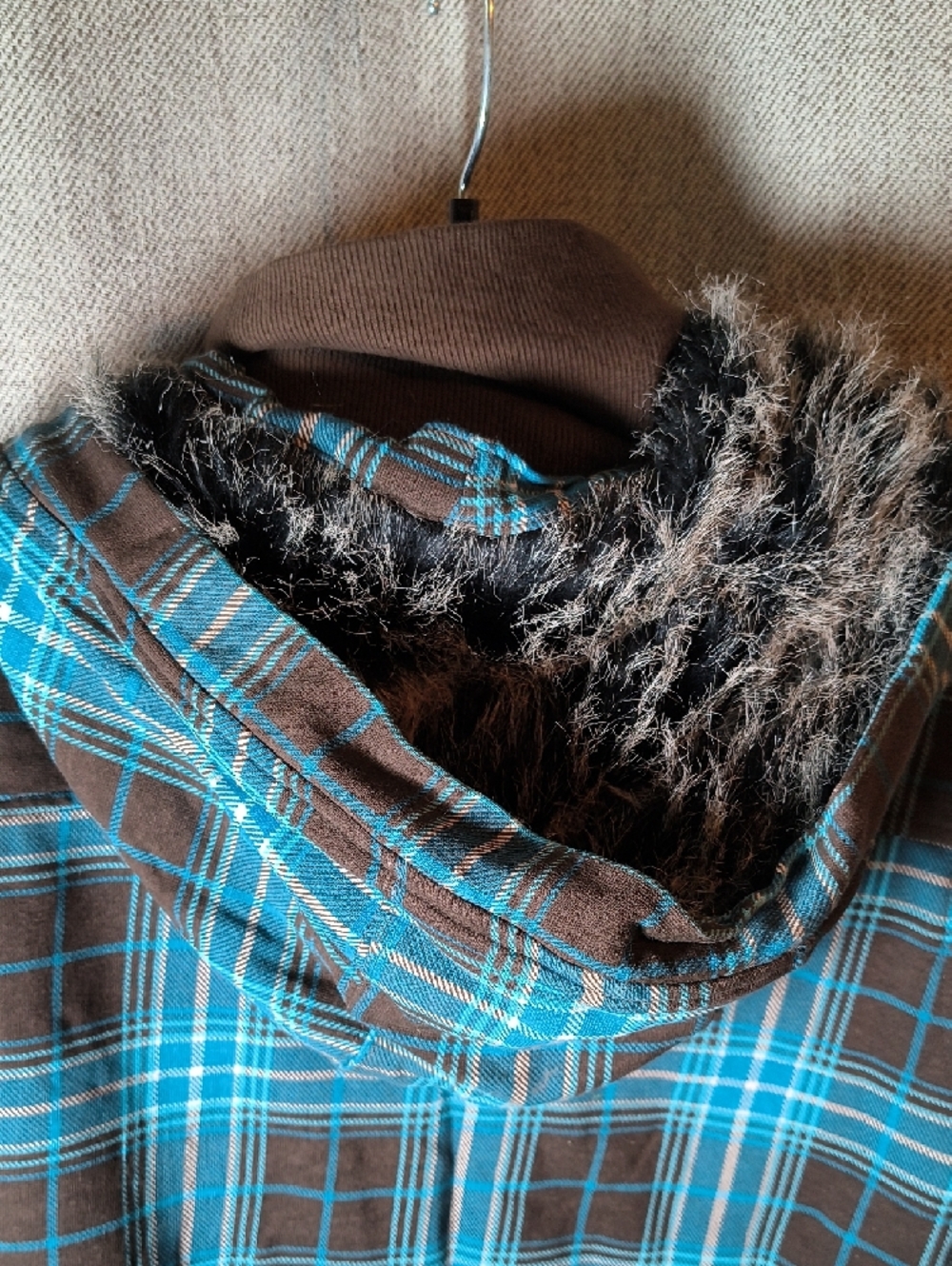 Roxy Turquoise and Brown Plaid Hooded Jacket - Picture 9 of 9